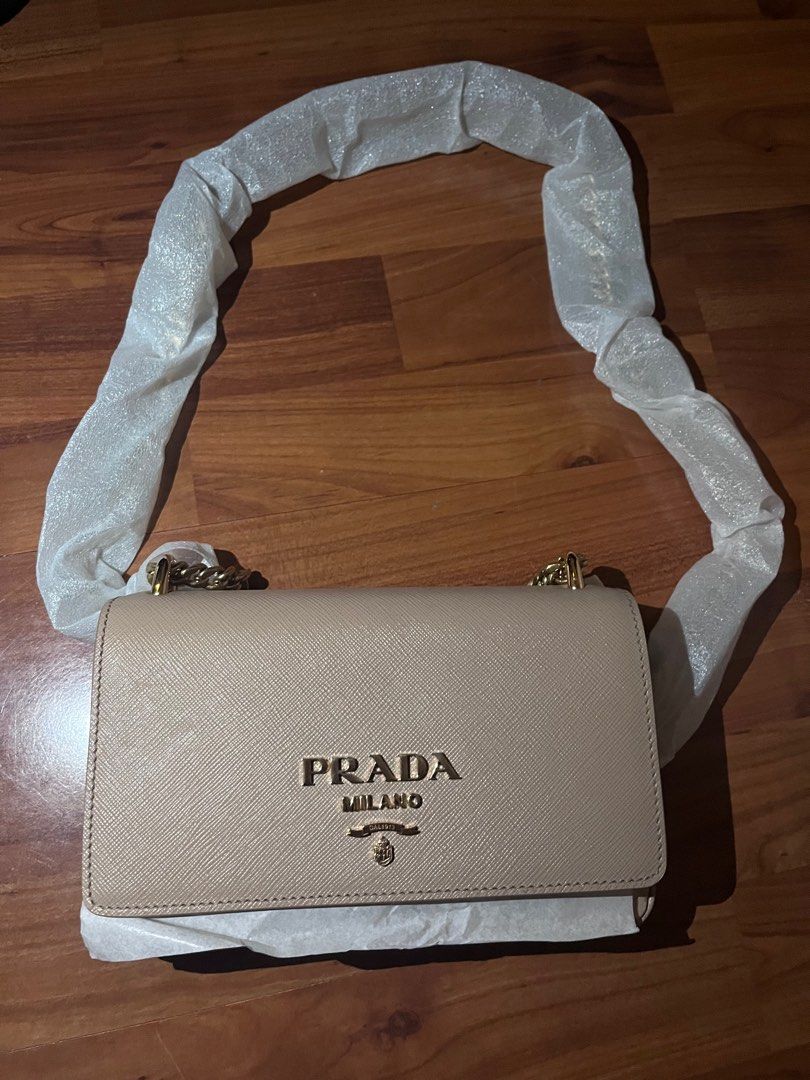 Prada Pattina Shoulder Chain Saffiano Leather Cross Body Bag