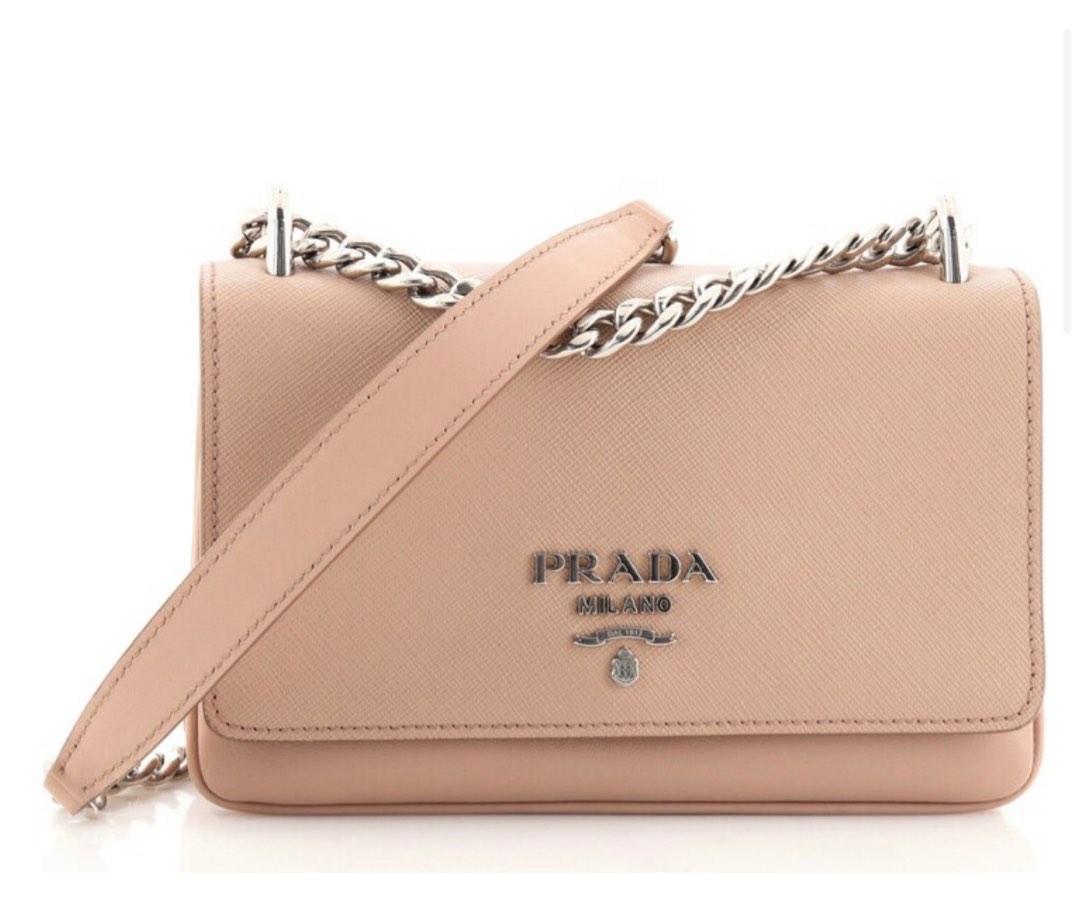 Prada Sound Chain Shoulder Bag Vernice Saffiano Leather Small at