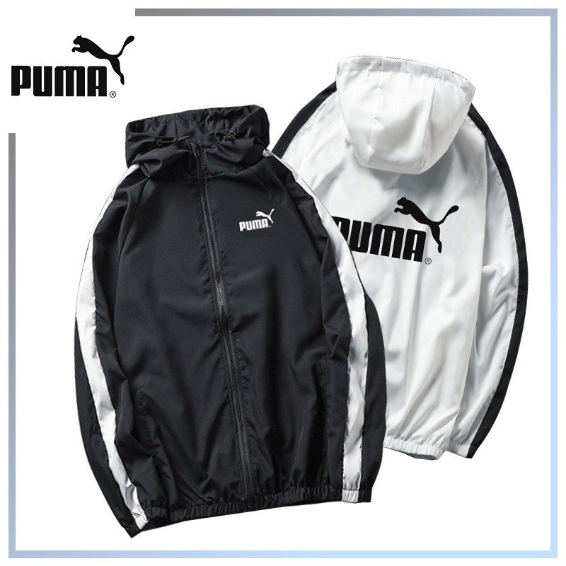 Puma jacket best sale black and white