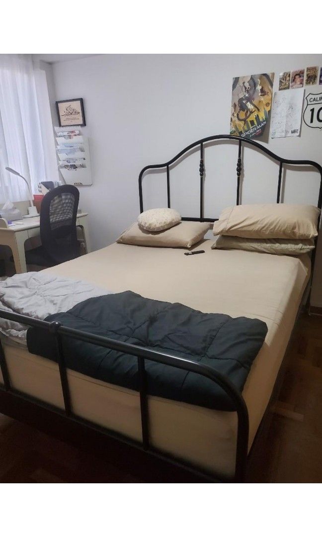 IKEA Queen Size Bed with Mattress and Topper, Furniture & Home Living, Furniture, Bed Frames