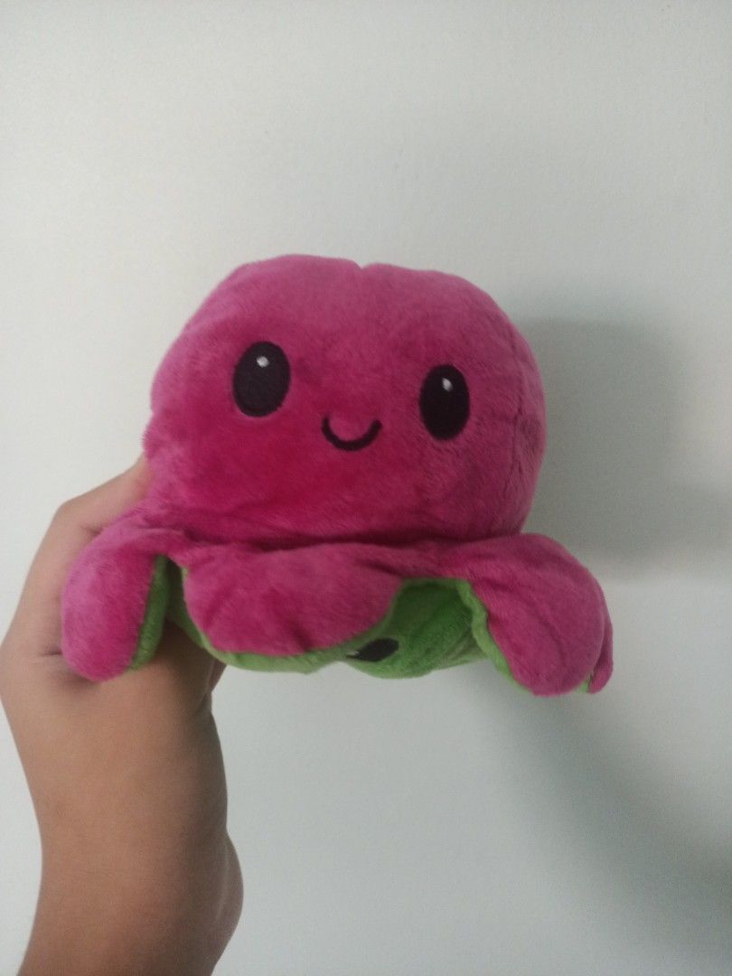 reversible octopus plush blue and pink