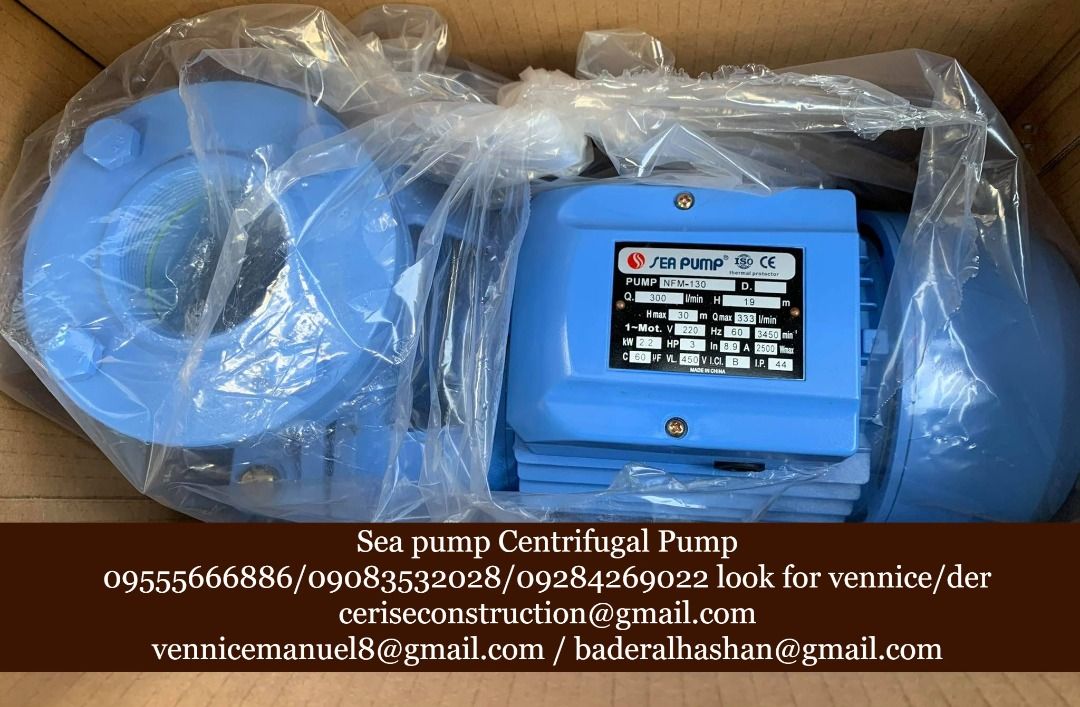 Sea pump Centrifugal Pump (Category: Construction Tools & Equipment) located in Manila. Submitted by vlmhardwarevennice (Listing ID 1199192031, Image 1). Description: for inquiries contact: 0-9-5-5-5-6-6-6-8-8-6 0-9-0-8-3-5-3-2-0-2-8 0-9-2-8-4-2-6-9-0-2-2 look for vennice/der or email me at ceriseconstruction@gmail.com vennicecahello@gmail.com baderalhashan@gmail.com We also offer shipping via Lalamove, jrs, and other tracking and bus liner Offic