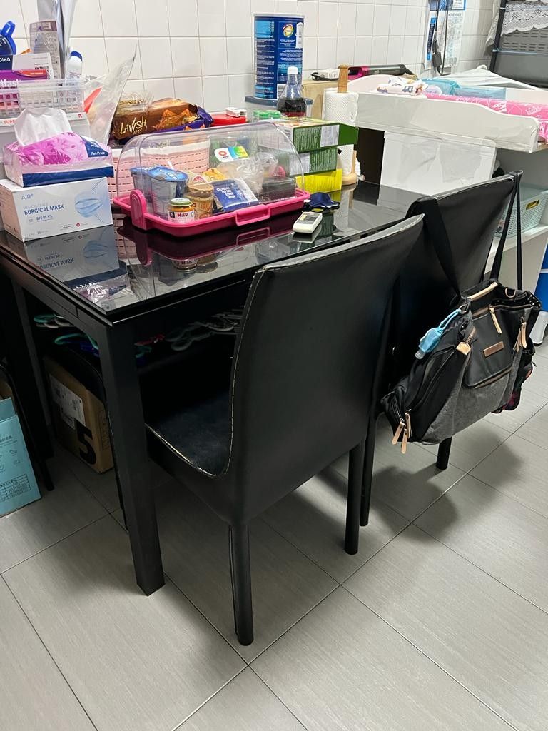 Selling Dining Table and Chairs (4) and Rack, Furniture & Home Living