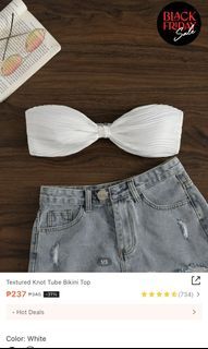 shein textured knot tube bikini top