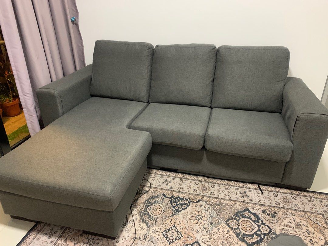 Sofa L Shape Grey Color, Furniture & Home Living, Furniture, Sofas on