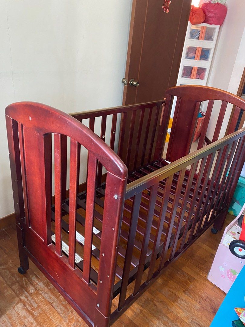 Solid wood baby cot, Babies & Kids, Baby Nursery & Kids Furniture, Cots & Cribs on Carousell