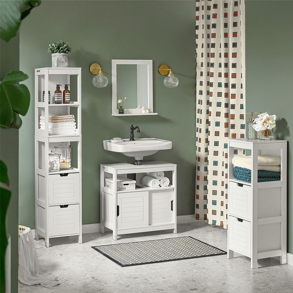 Tall Bathroom Storage Cabinet With 3 Shelves And 2 Drawers Furniture Home Living Other On Carou