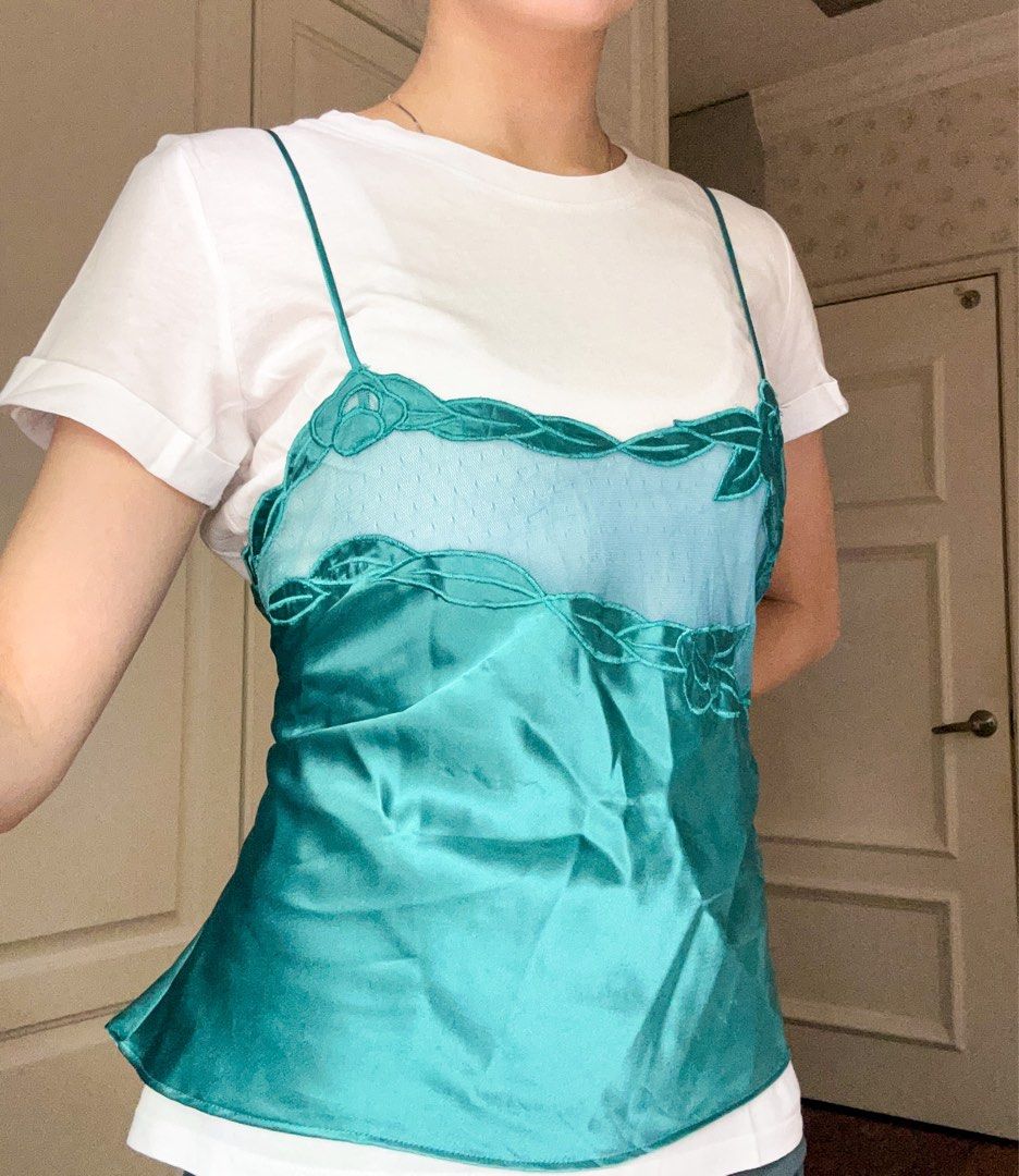 Teal Sheer Satin Cami Victoria Secret Womens Fashion New Undergarments And Loungewear On Carousell 0771