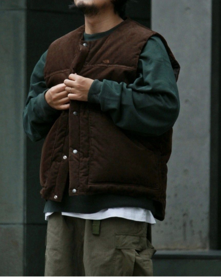 corduroy down vest the north face purple label