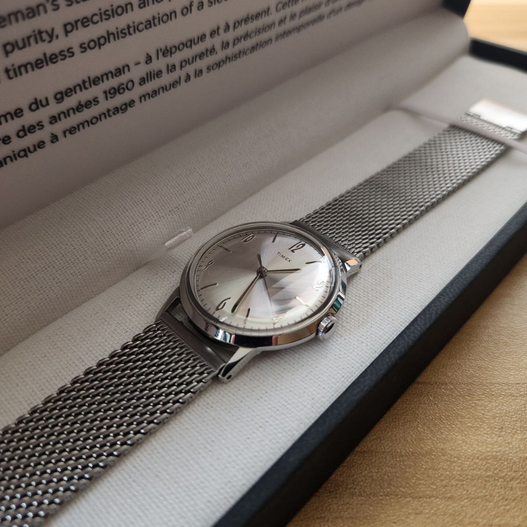 Timex Marlin Hand Wound Stainless Steel Mesh Bracelet Watch, Luxury ...