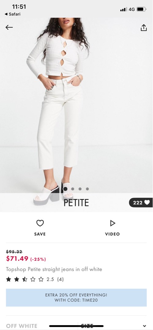 Topshop petite white sales jeans
