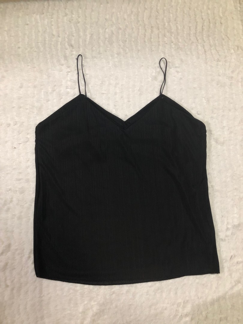 Women's Black V-Neck Sleeveless Twisted Crop Top