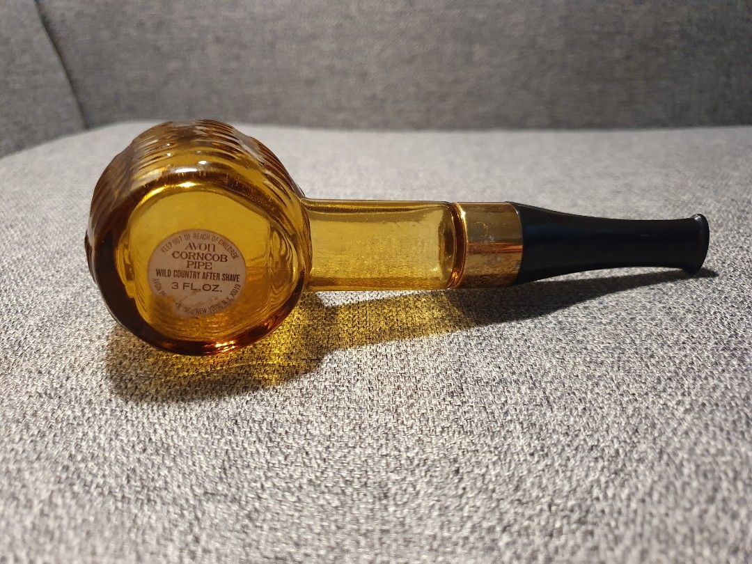 Birthday SALE !!! Vintage Collectible Amber Glass Avon Corn Cob Pipe