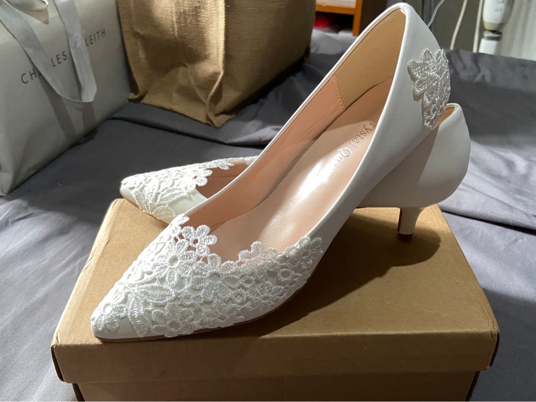 White 2024 floral heels