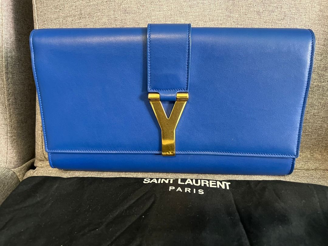 YSL Blue Clutch, Luxury, Bags & Wallets on Carousell