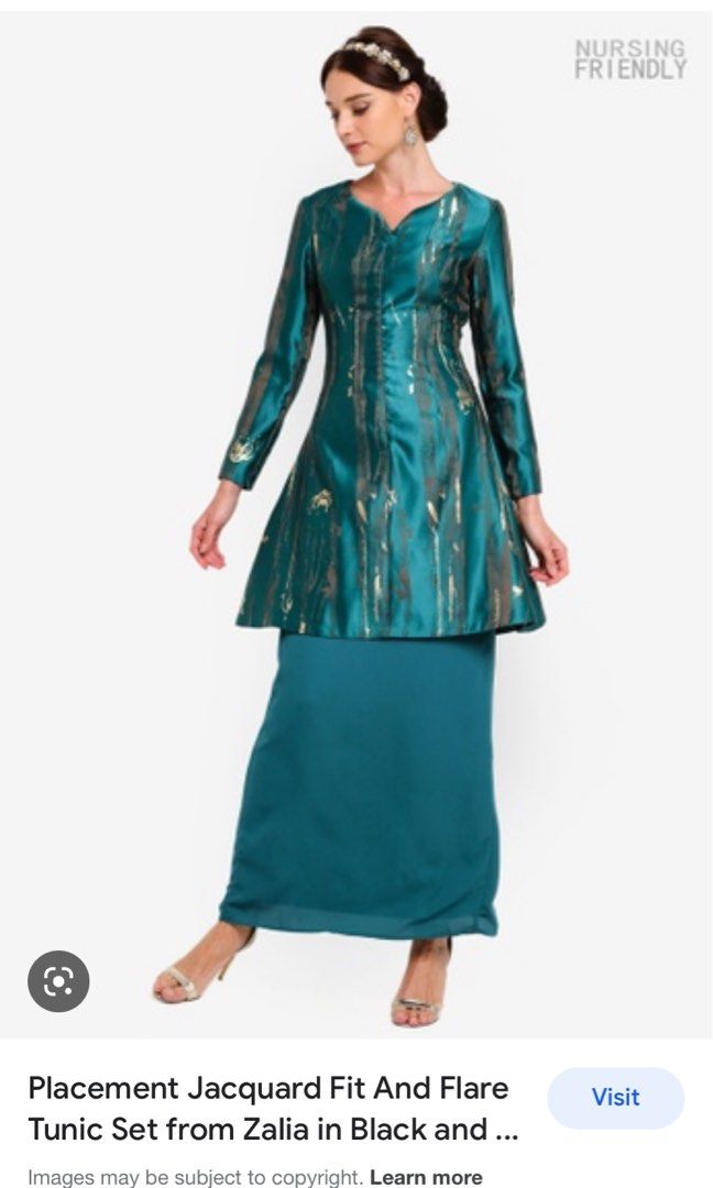 Zalia Jacquard Kurung, Women's Fashion, Muslimah Fashion, Baju Kurung