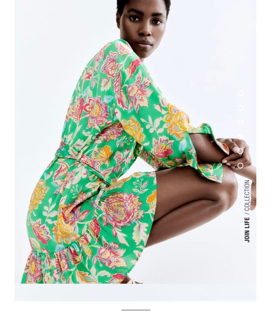 Zara green 2025 long sleeve dress
