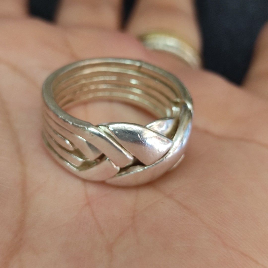 925 Sterling Silver 5Piece Puzzle Ring, Women's Fashion, Jewelry