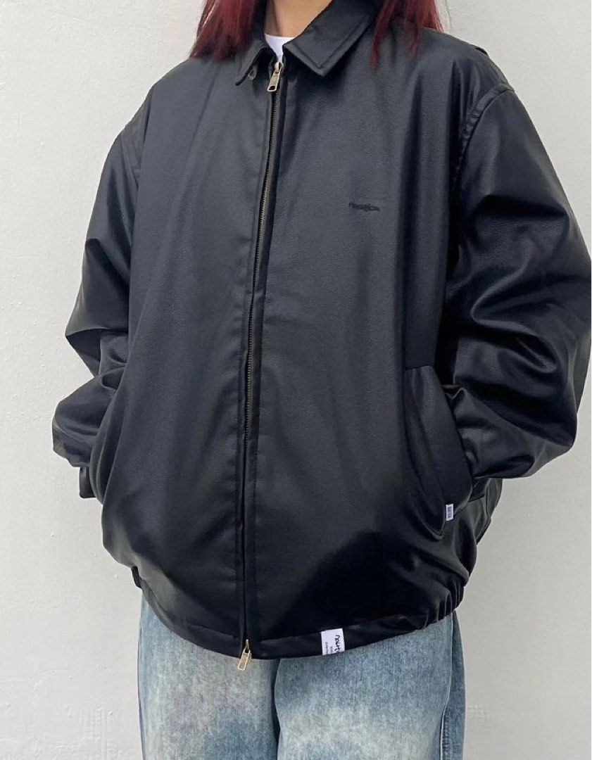 日本預訂nautica vegan leather jacket 刺繡logo 皮質coach jacket