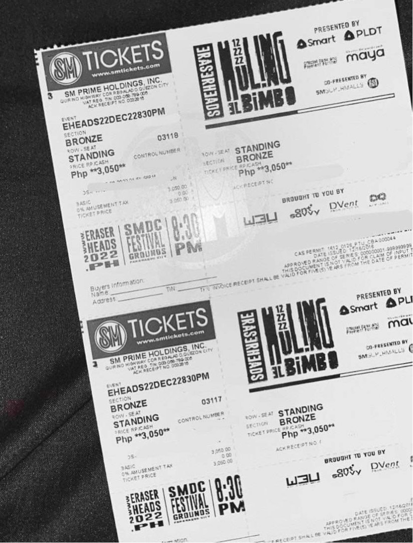 ANG HULING EL BIMBO ERASERHEADS CONCERT TICKET, Tickets & Vouchers