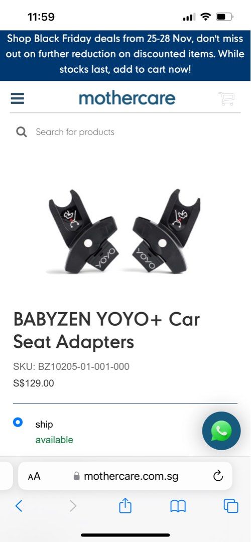 BabyZEN YOYO+ car seat adapters, Babies & Kids, Going Out, Car Seats on