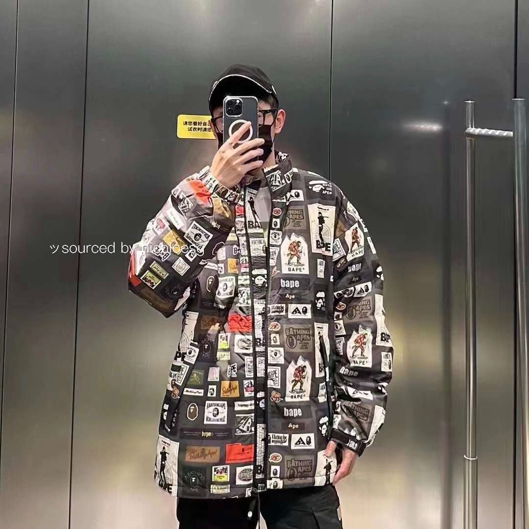 BAPE MULTI LABEL RELAXED FIT DOWN JACKET Men s Fashion Coats