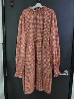 Brownish Red Houndstooth Midi