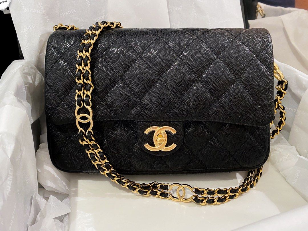 Chanel 23C Small Black Caviar Flap, Luxury, Bags & Wallets on