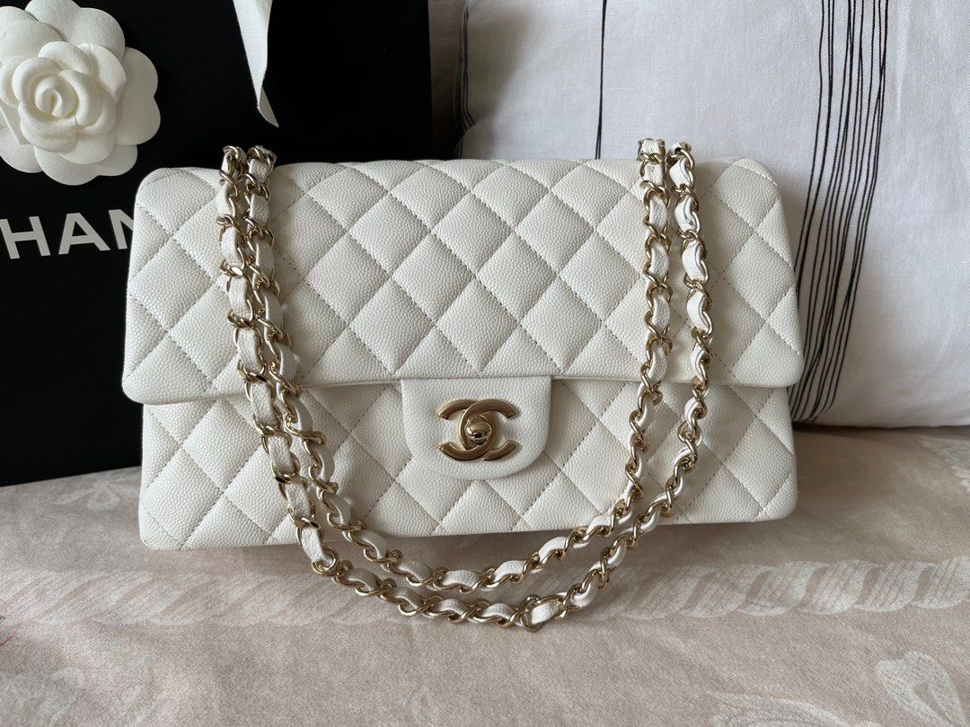 Chanel white top classic flap