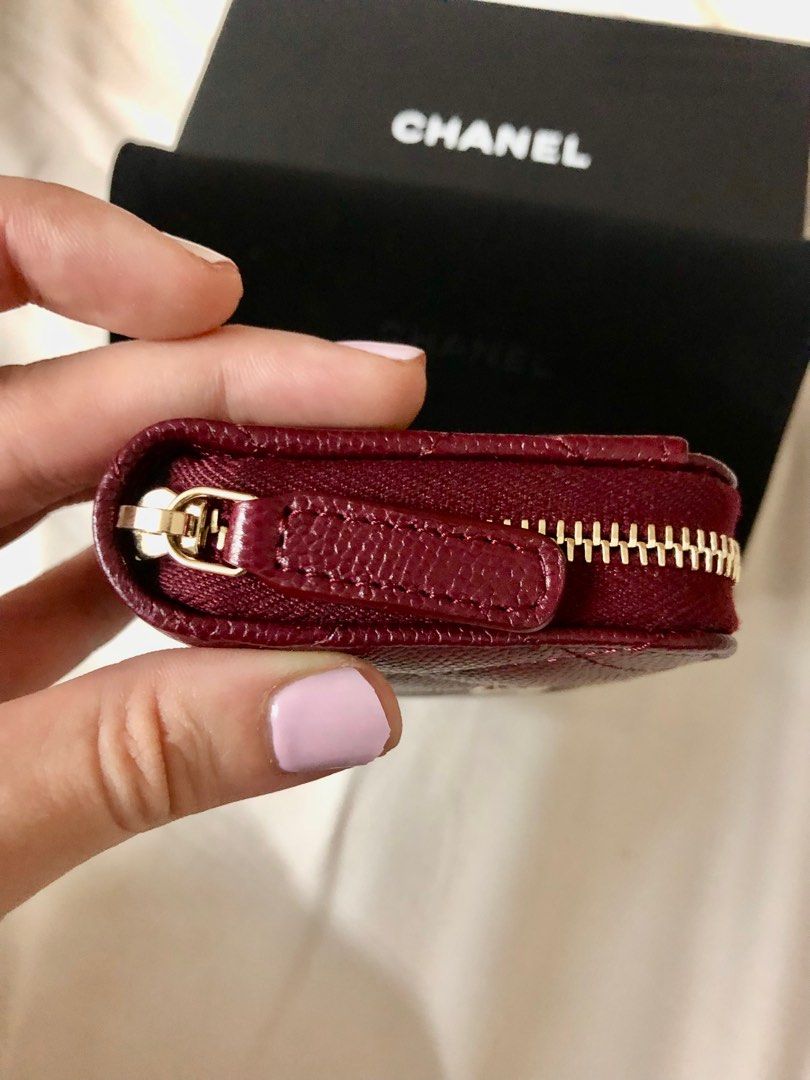 Chanel Fall Winter 2022/23 Chanel Classic Zipped Coin Purse in Burgundy Zipper  Wallet , Luxury, Bags & Wallets on Carousell
