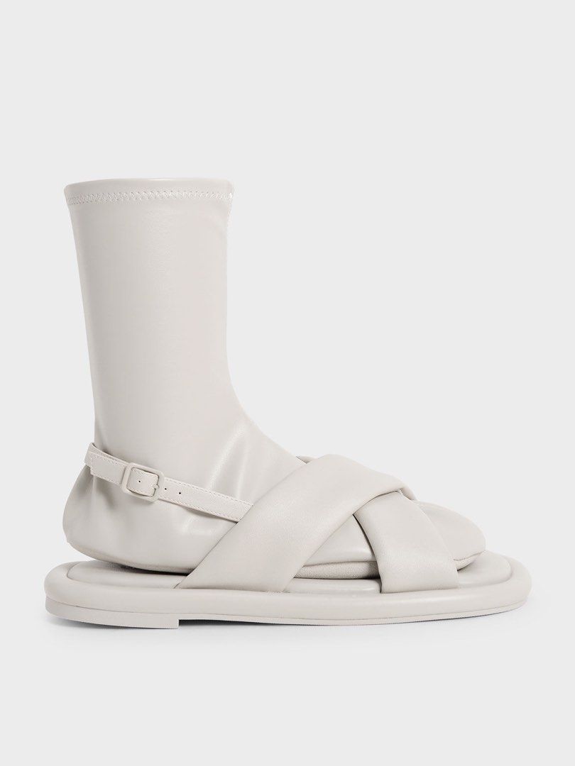 White top strappy boots