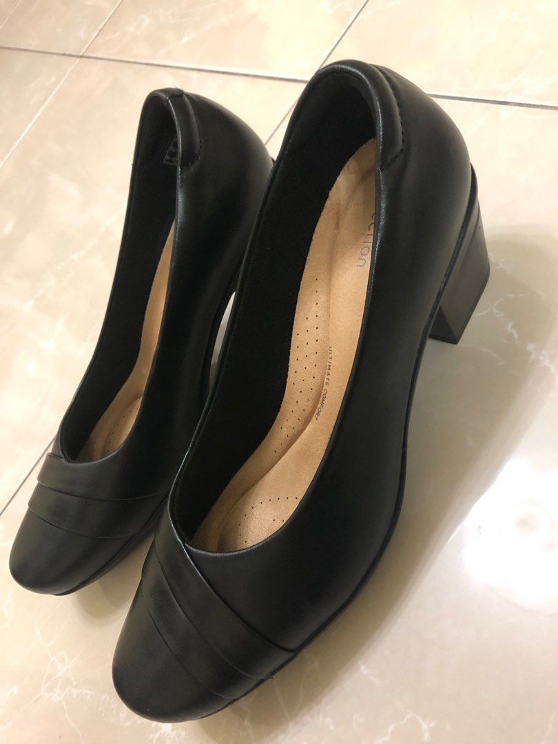 Clarks Emslie Mae Black Leather Women s Fashion Footwear Heels
