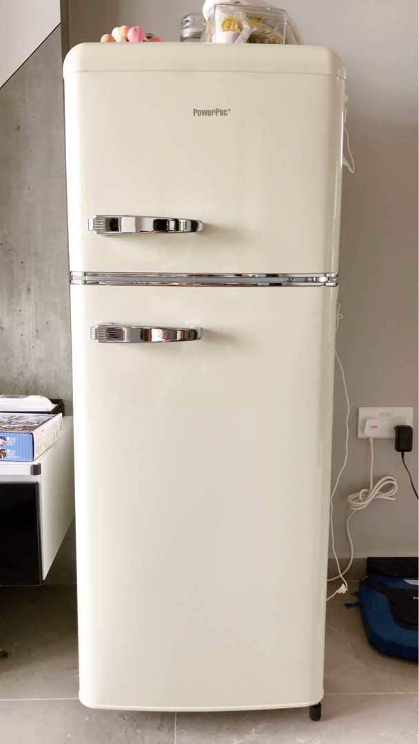 [Clearance] Retro Refrigerator Freezer PowerPac 114L 2Door Fridge, TV