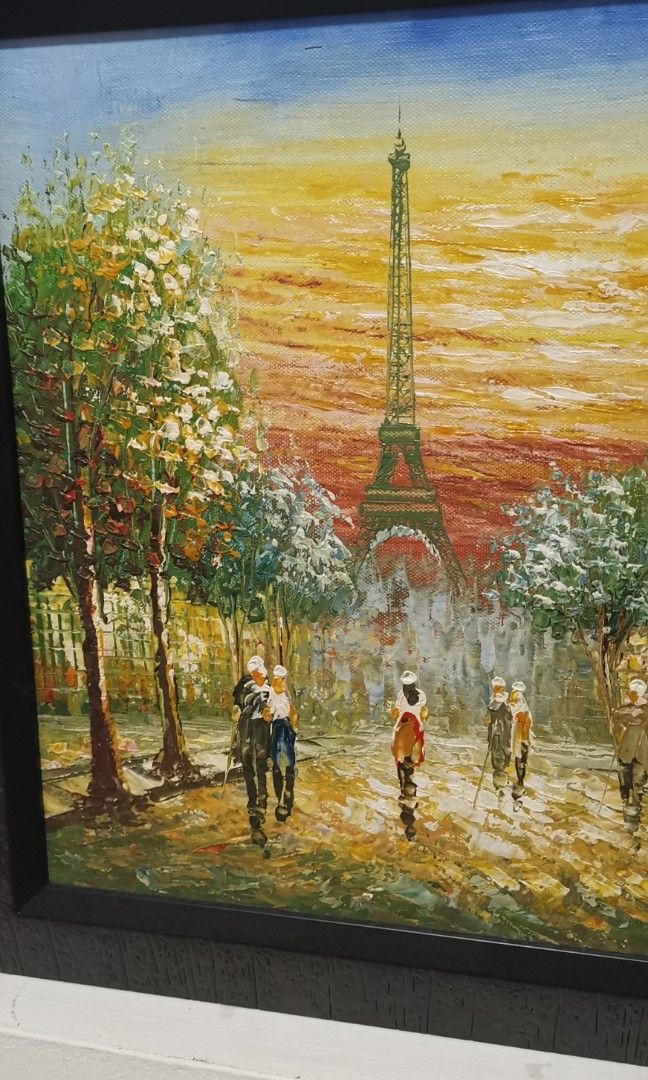 Eiffel tower Oil painting, Furniture & Home Living, Home Decor, Wall