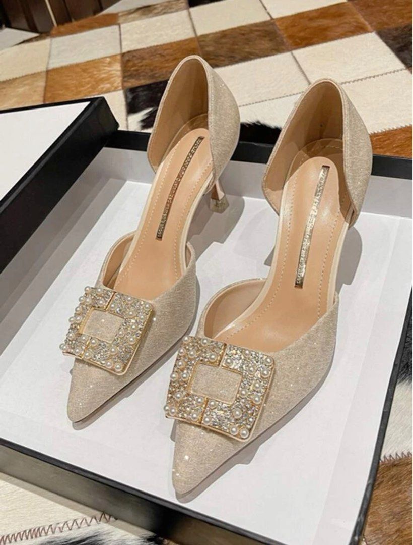 Gold and pearl heels on sale