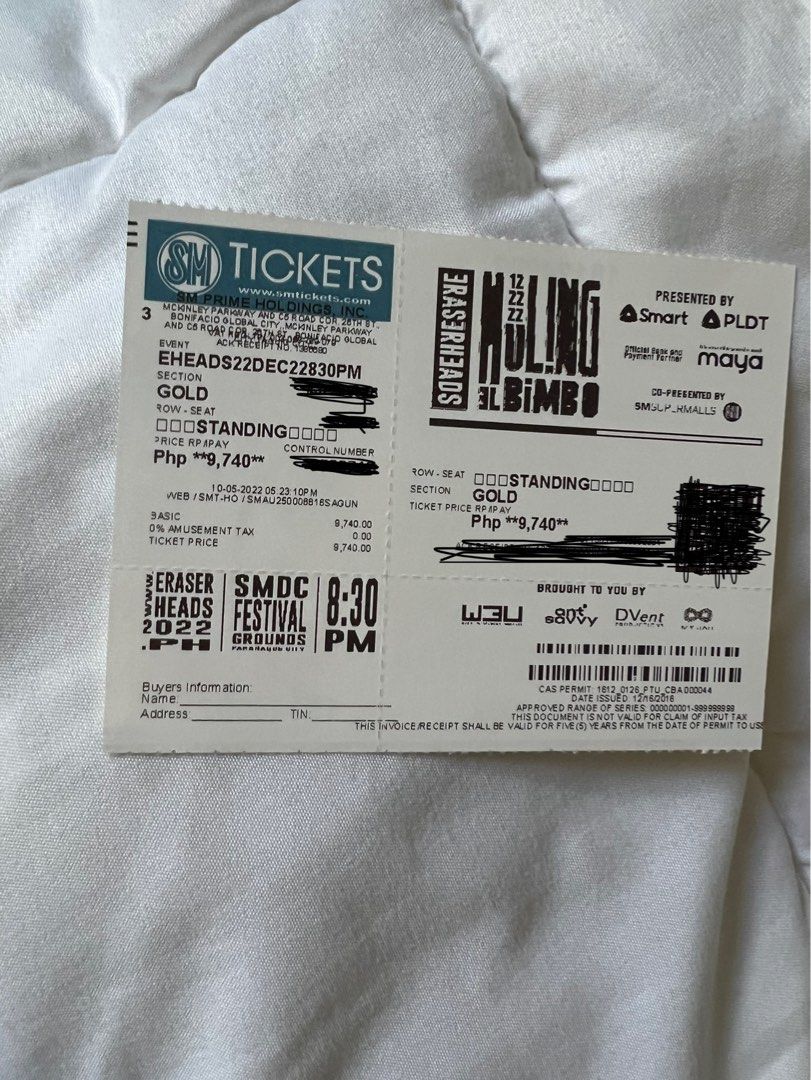2 Eraserheads/eheads concert ticket GOLD, Tickets & Vouchers, Event