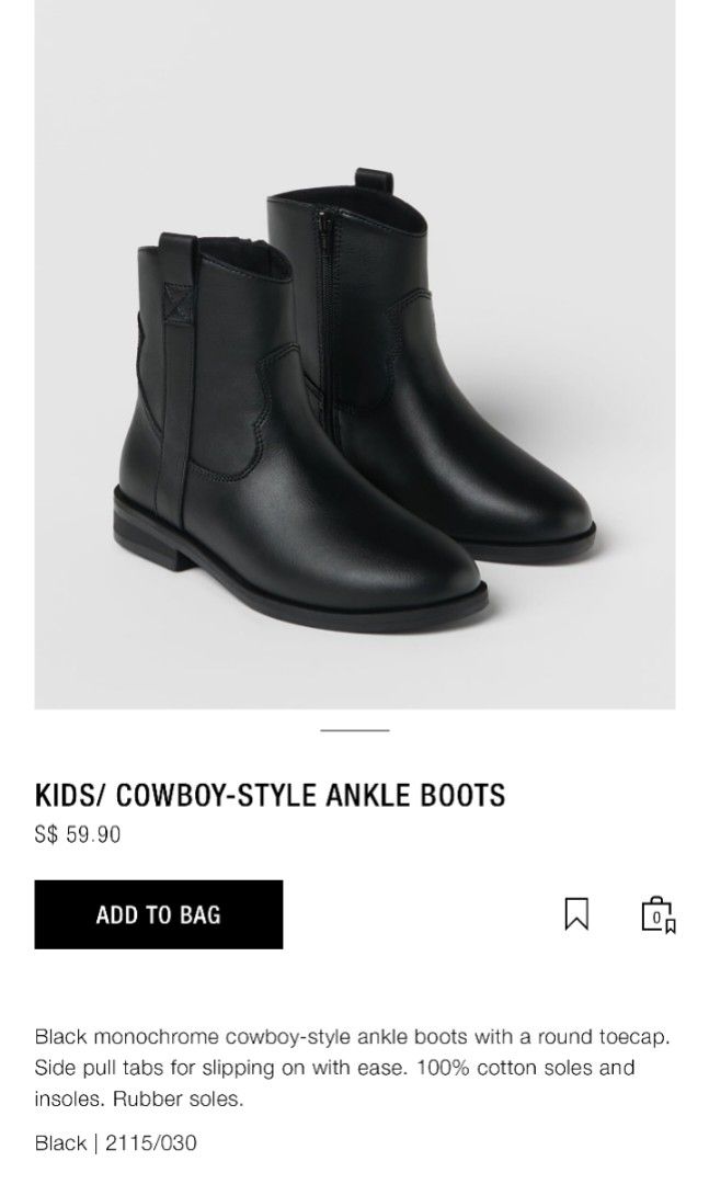 BNWT EU31 Zara Kids Ankle Boots in Black Babies Kids Babies