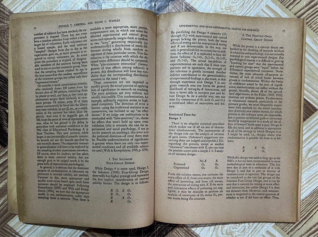 Experimental and Quasi-experimental Designs for Research (Category: Textbooks) located in San Juan City. Submitted by pageturner19 (Listing ID 1199282230, Image 2). Description: Authors: Donald T. Campbell Julian C. Stanley .