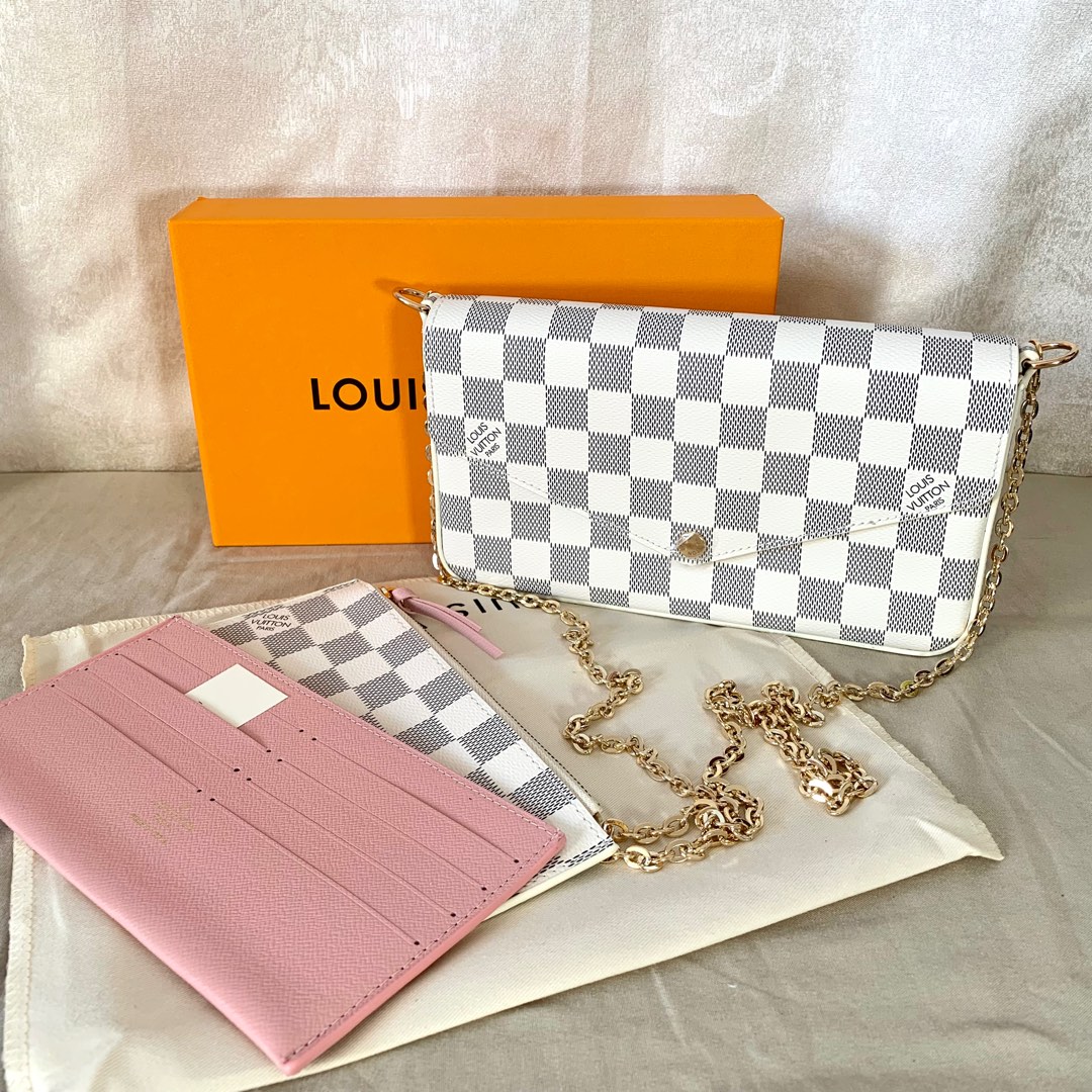 Louis Vuitton Gebrauchte Azur Pochette Felicie Canvas in Weiß