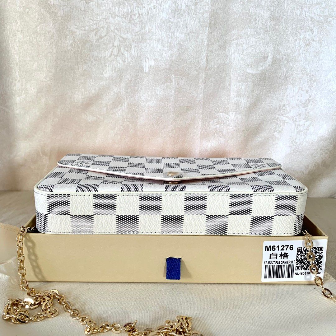 Louis Vuitton Felicie Pochette Damier Azur Canvas White - NOBLEMARS