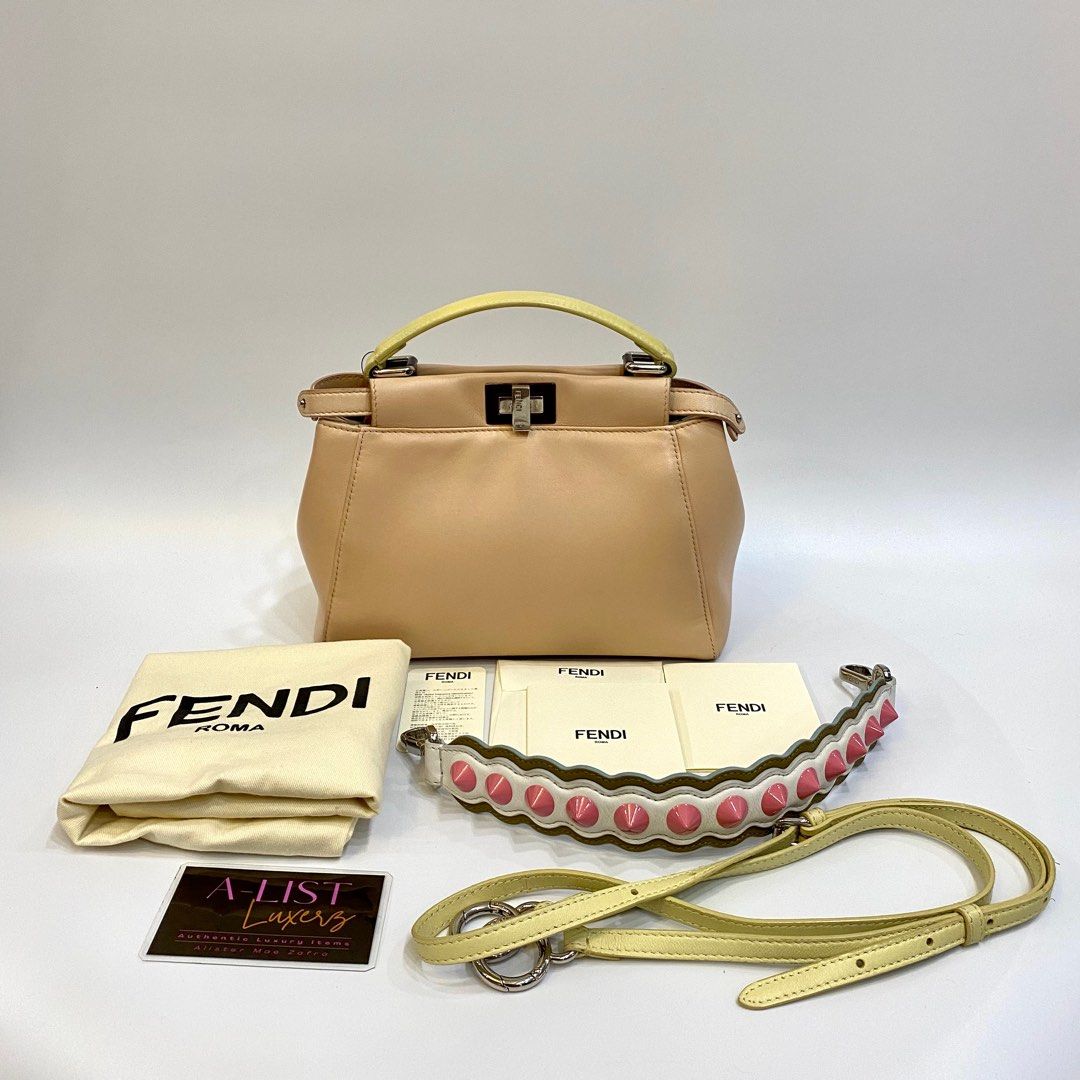 FENDI PEEKABOO MINI BICOLOR BEIGE YELLOW LIMITED STRAP