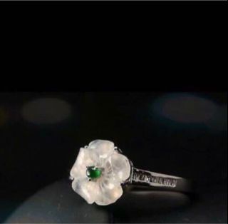 Flower Icy Jade 18k Diamonds Ring