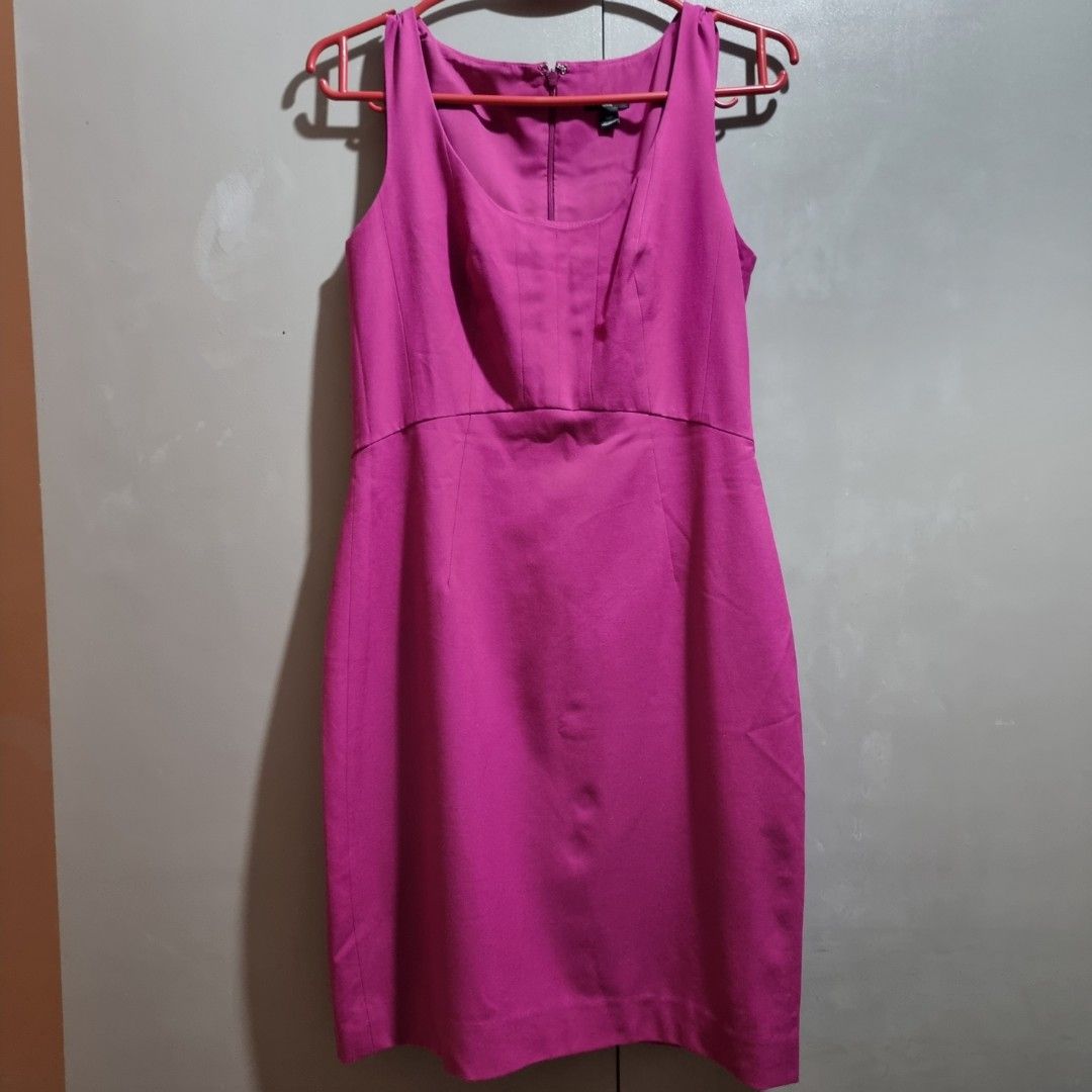 Fuschia Pink Office Corporate Dress Knee Length, Women's Fashion