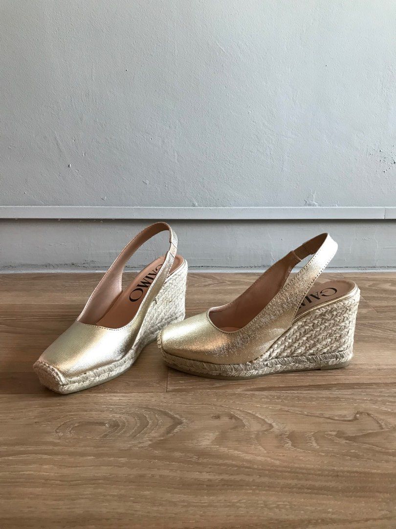 Gold espadrilles sales