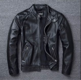 Genuine leather cowhide European / American design jacket for cruiser motorcycles bikers like Harley Davidson, Honda Rebel, Kawasaki Vulcan, bobbers, cafe racer.