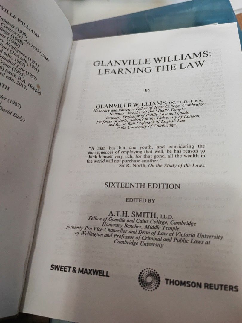 Glanville Williams Learning the Law 16th Edition, Hobbies & Toys