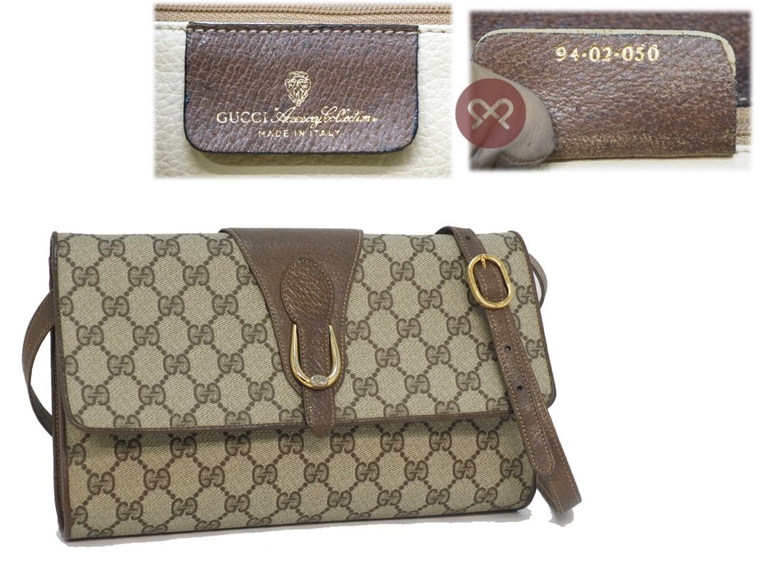 Vintage Gucci Clutch Shoulder Bag Purse Old Gucci 94.02.050 Gg Pattern
