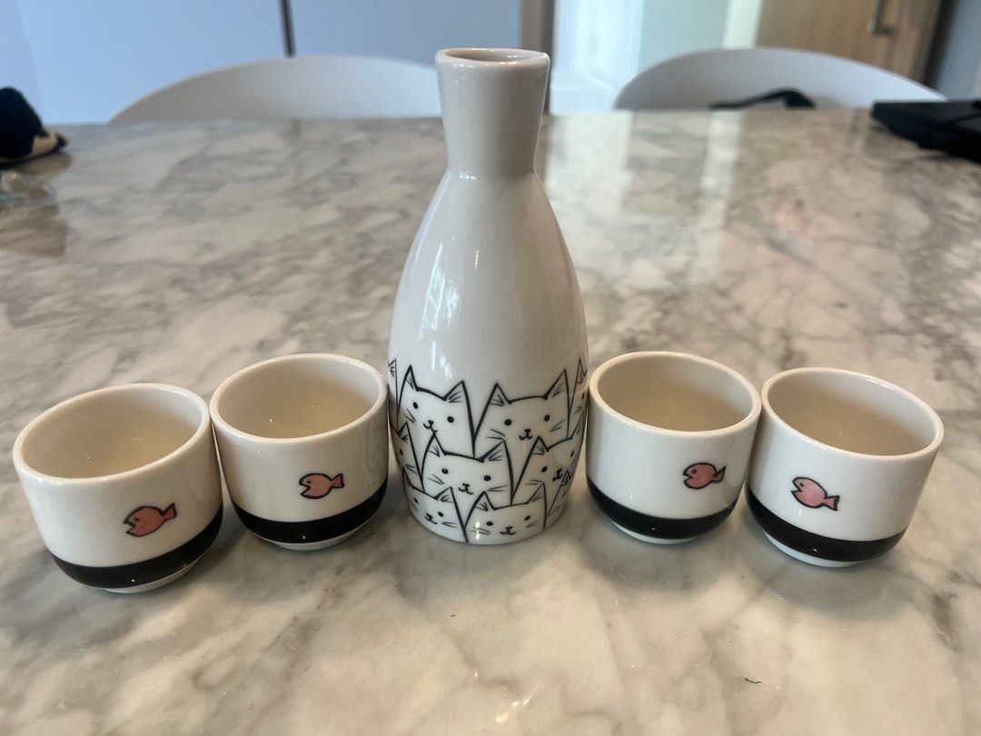 Handmade Sake Flask & Cups (from Korea), Furniture & Home Living