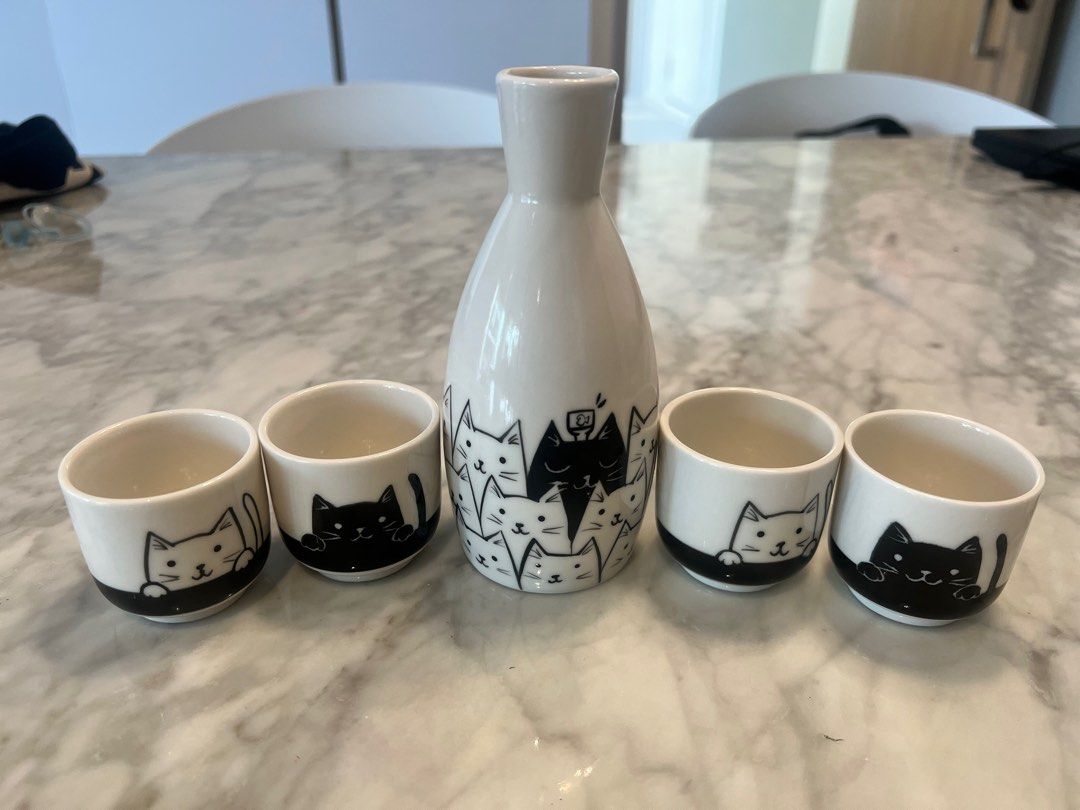 Handmade Sake Flask & Cups (from Korea), Furniture & Home Living