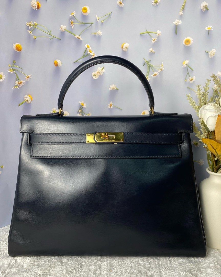 Hermes Kelly 28 Blue Lin Togo Phw, Luxury, Bags & Wallets on Carousell